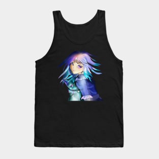 Fantasy girl with a green cat for anime fans Tank Top